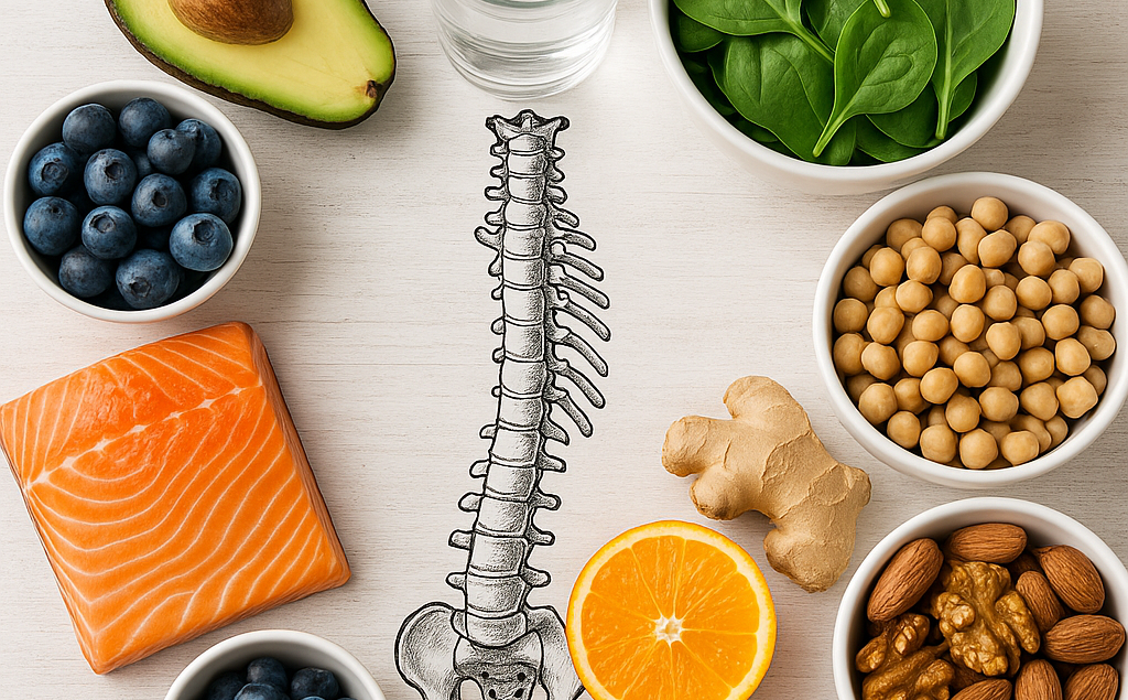 Nutrition & inflammation : comment l’alimentation influence-t-elle la santé du dos ? Image générée par IA