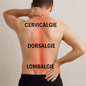 Cervicalgie, dorsalgie, lombalgie : quelles différences et comment les soulager ? Image générée par IA