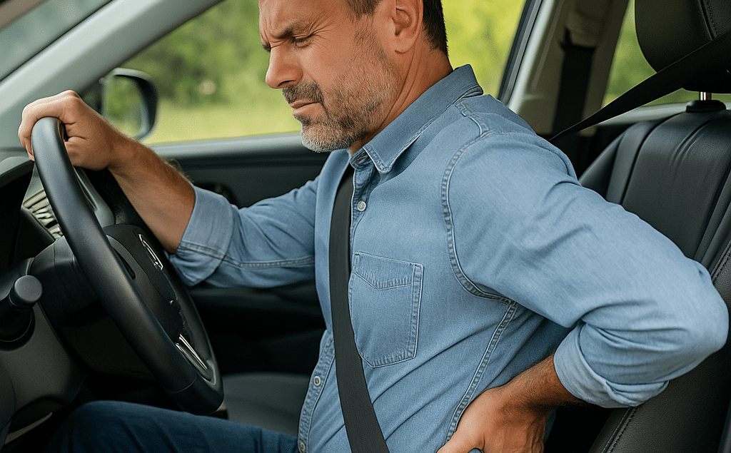 Prévenir le mal de dos en voiture - Image générée par IA