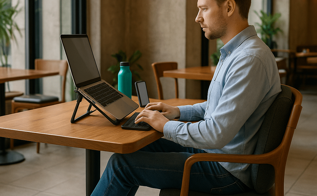 Bonne posture travail nomade - Image générée par IA