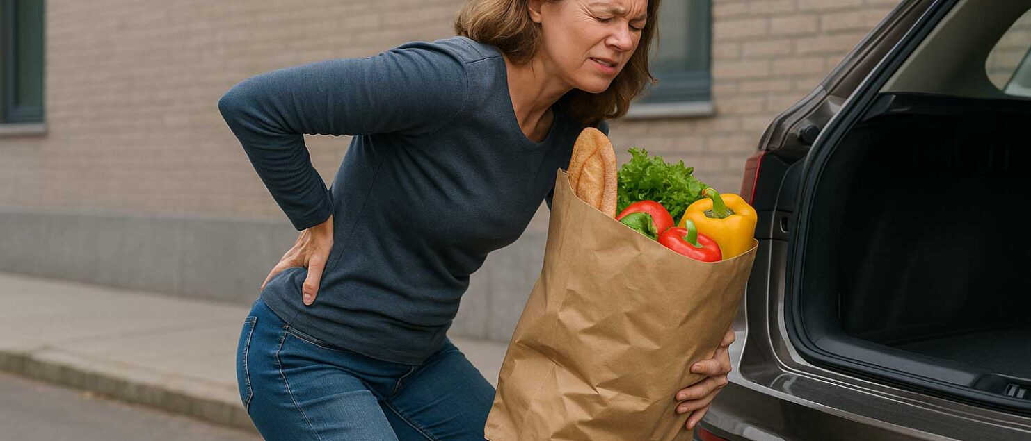 Éviter le mal de dos en faisant ses courses - Image générée par IA